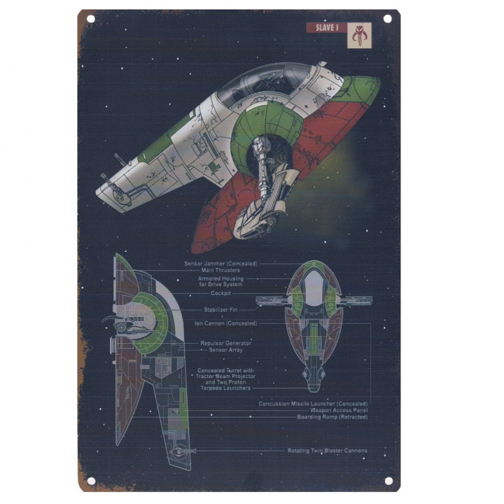 Star Wars металлический постер Корабль Бобы Фета